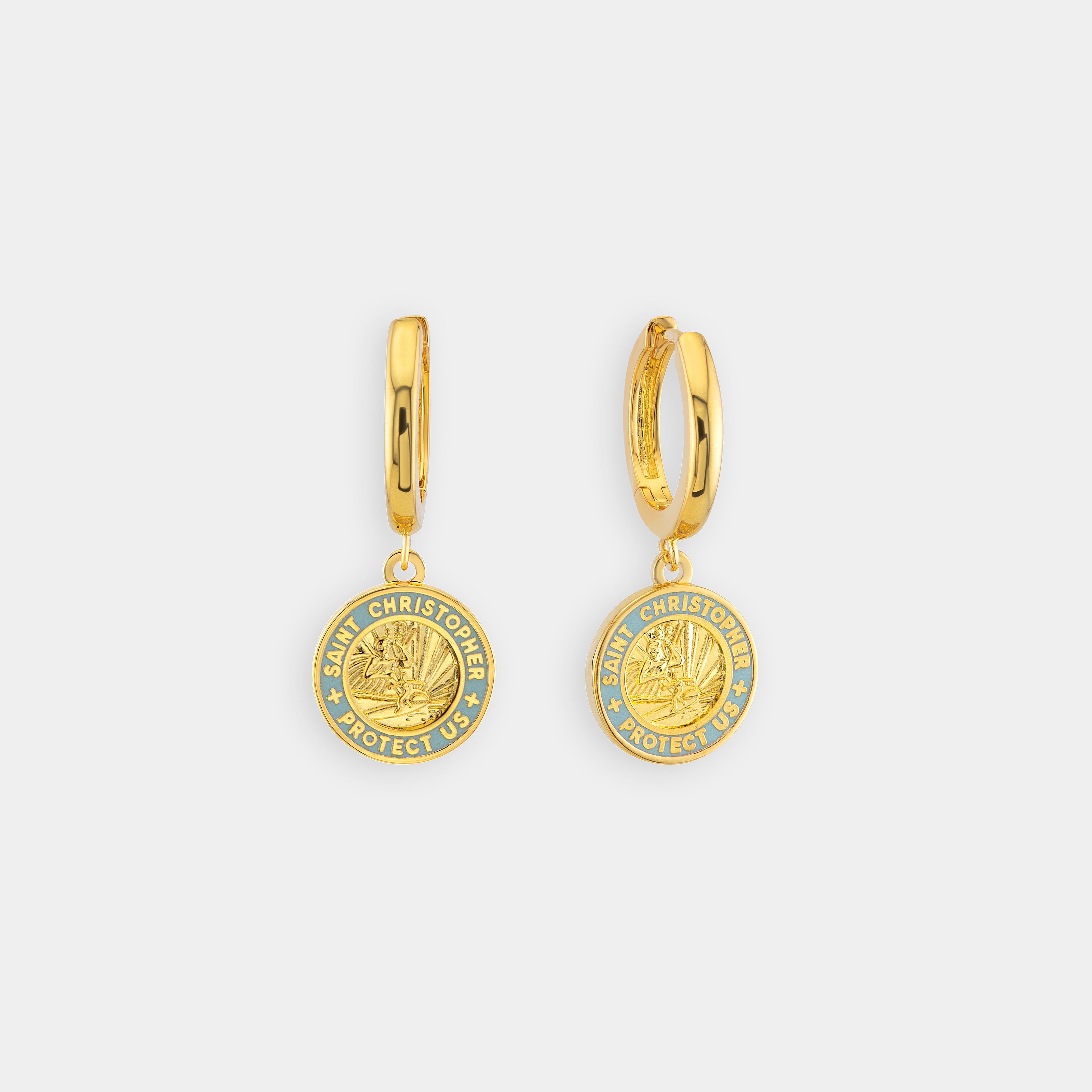 St. Christopher Ohrringe - Gold / Babyblau