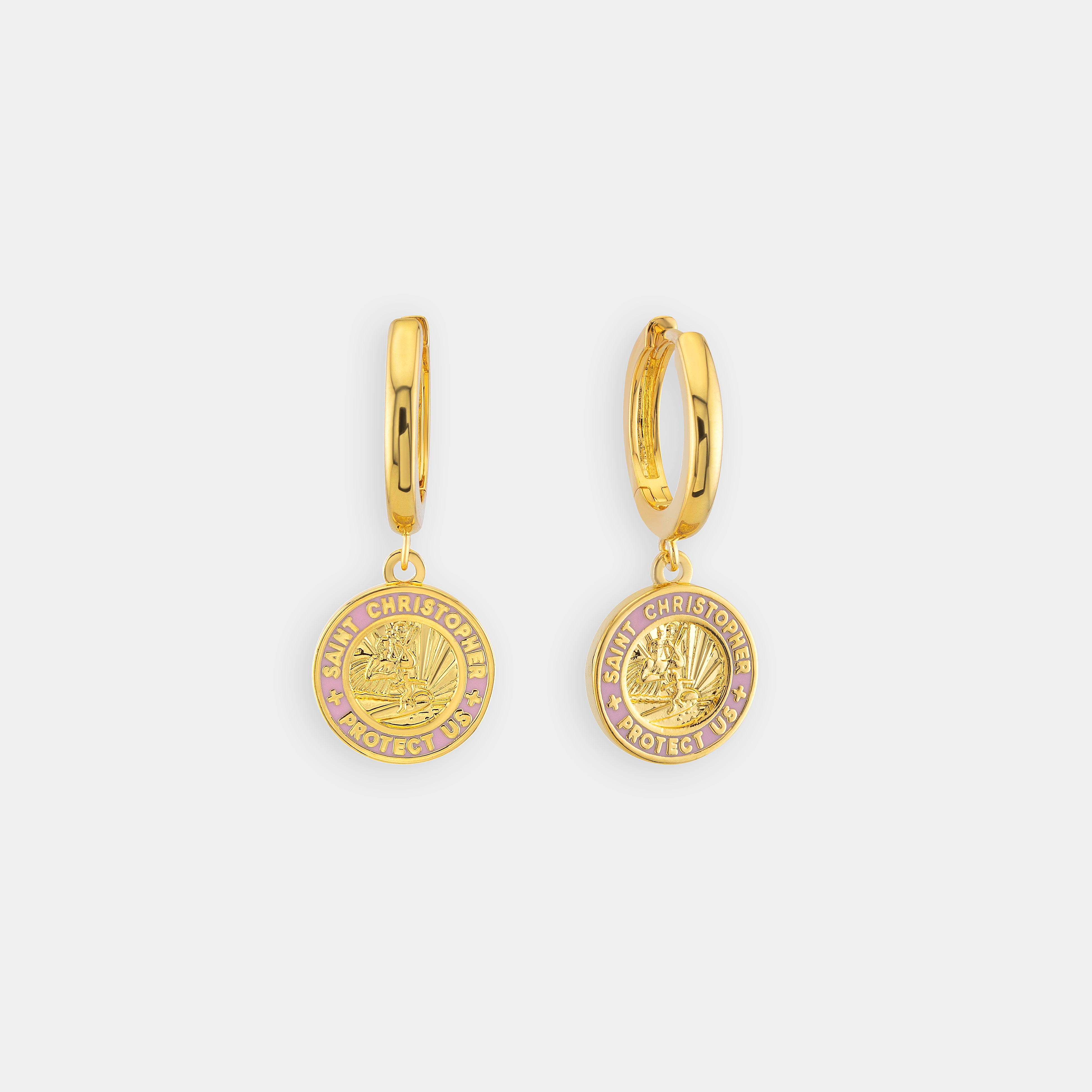 St. Christopher Ohrringe - Gold / Rosa